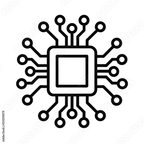 AI Chip Icon Outline Vector Illustration