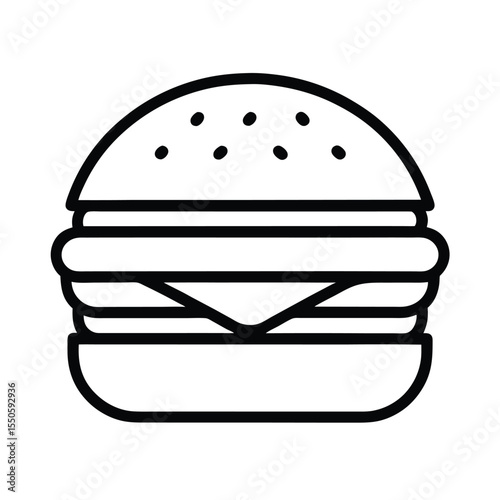 Burger Icon Outline Vector Illustration
