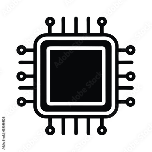 CPU Icon Outline Vector Illustration