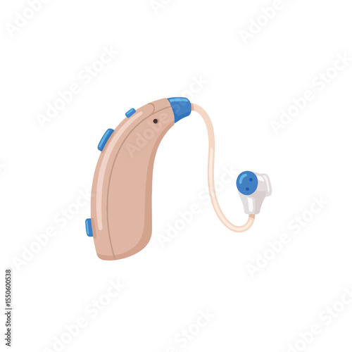 Behind-the-Ear Hearing Aid  Digital Sound Amplification Device Illustration