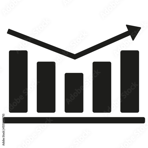 Growth chart icon. Rising bars symbol. Upward trend illustration. Vector image.