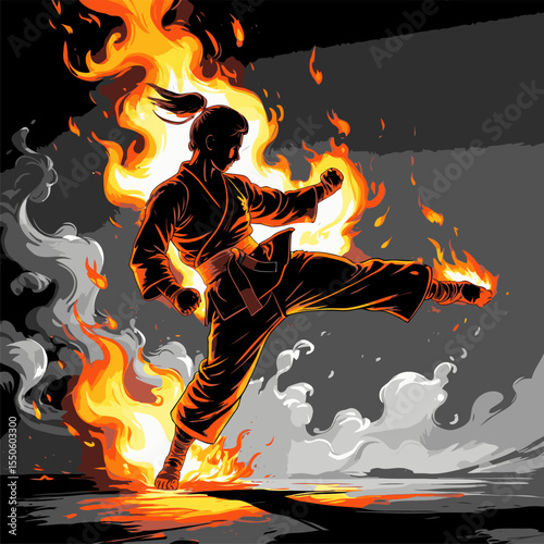 fiery taekwondo athlete vector image for design needs