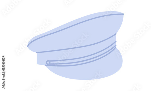 Peaked Cap with Peak. Hat for Head Fashion accessory clothing technical illustration. Vector headgear for Men, women, unisex style, flat template CAD mockup sketch outline isolated