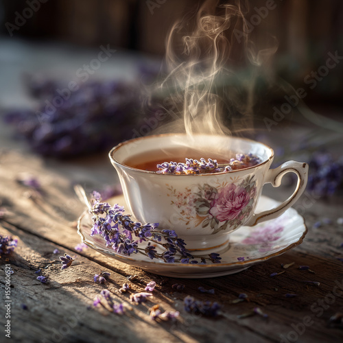 cup of tea with flowers