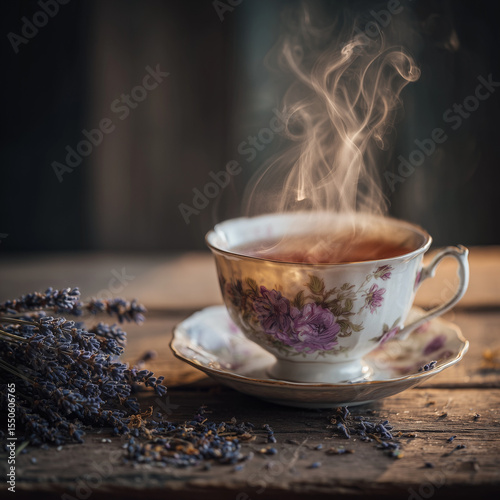 lavender tea in teacup