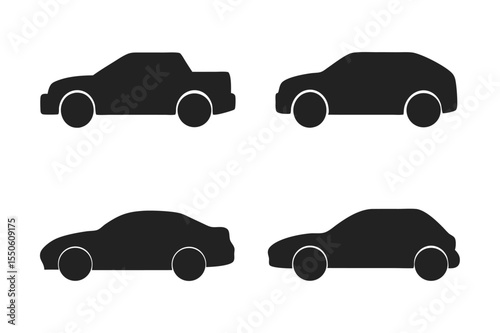Car Vector Silhouette Set for Vehicle Design Projects