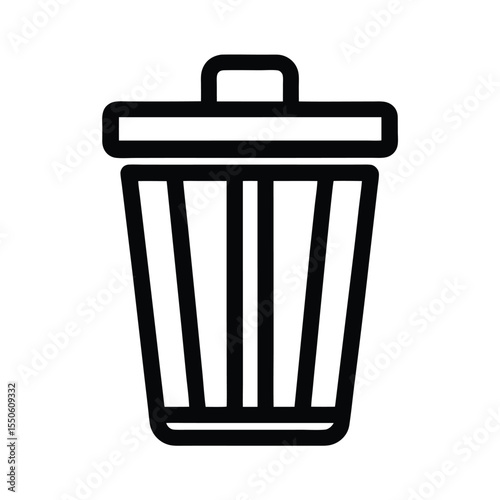 Trash Bin Kitchen Icon Outline Vector Illustration