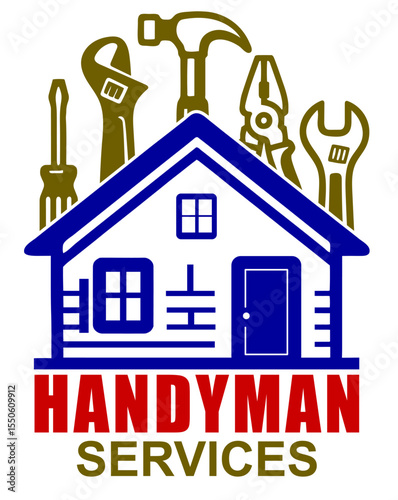 A house with a hammer and other tools on it