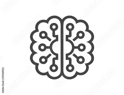 Minimalist Line Art Brain Vector Icon Set for Technology Design Projects