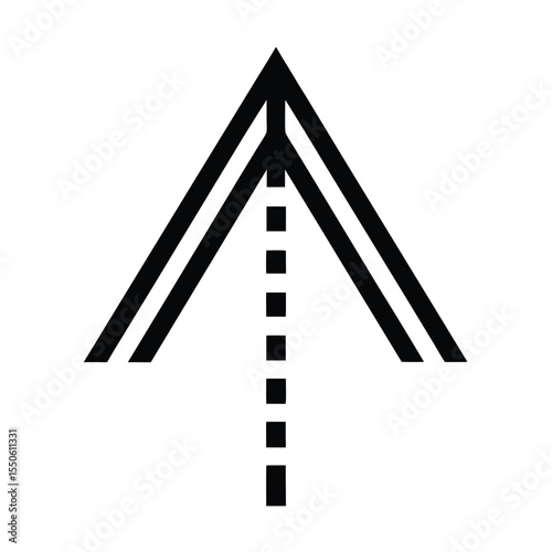 crosswalk dashed guidance arrow over striped pavement Vector illustration