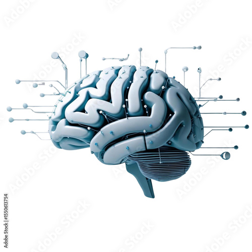 Artificial intelligence brain concept for neural network and machine learning technology illustration
