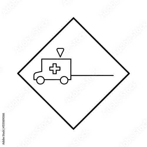 emergency vehicle arrow with activated warning light icon Vector illustration