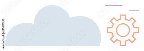 Abstract cloud and gear elements suggesting data storage, network management, and optimization. Ideal for technology, digital transformation, cloud services, IT solutions, innovation, automation