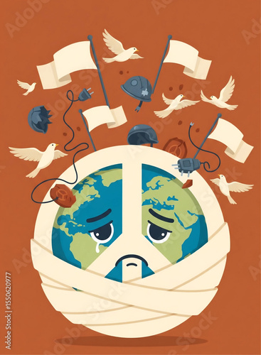 Wounded World: Global Peace and Healing Illustration