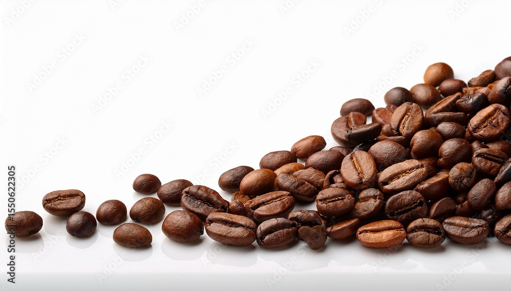 Naklejka premium panoramic coffee beans isolated on white and white background wide copy space