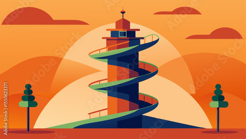 Dynamic Elements A tower designed with swirling sections that twist around each other as they ascend with diagonal and horizontal layers that form small observation decks. Each