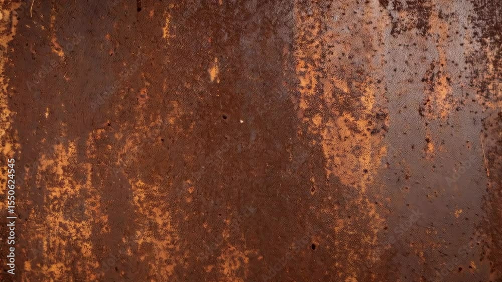 Close-up of a heavily rusted and mottled metal surface showcasing abstract textures, pitting, corroded sections, and aged patina