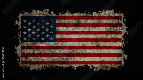 Grunge style american flag on dark background