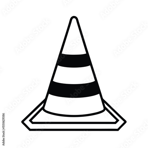 temporary road closure arrow placed on safety traffic cone Vector illustration