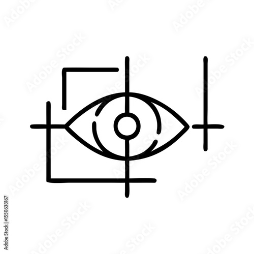Eye icon illustrated with geometric lines and focus points  