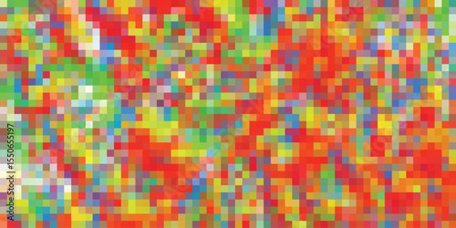 Abstract colorful pixelated background featuring various bright colors and creating a unique textured artistic design for creative uses