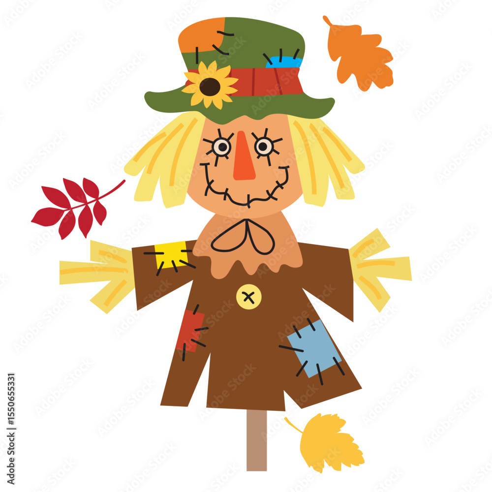 Naklejka premium Cute scarecrow vector cartoon illustration