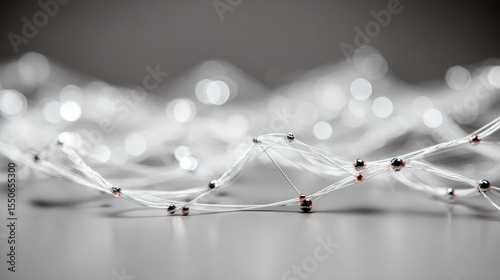 Abstract Glowing Blue Network with Silver Nodes