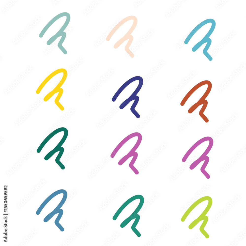 Illustration of various colorful smooth scribbles with different types of colors in each scribble, suitable for use as banner and greeting card decorations. Illustration of various colorful smooth scribbles with different types of colors in each scribble, suitable for use as banner and greeting card decorations.