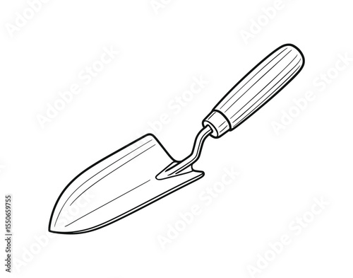 Illustration of a simple gardening trowel on white background