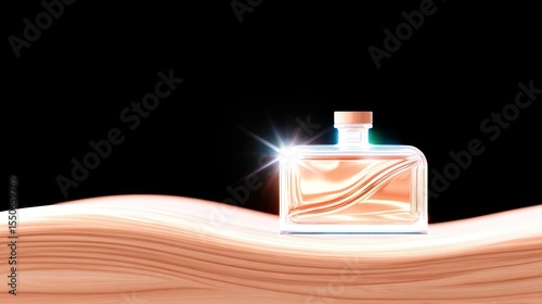 Elegant Pink Perfume Bottle on a Soft Wave Background