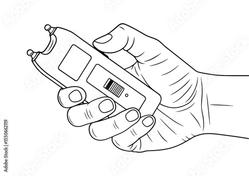 Hand holding a stun gun in a defensive posture drawing
