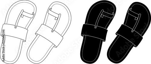 top view Kolhapuri chappal icon set