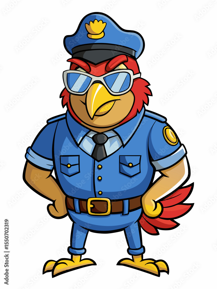 Obraz premium chicken police mascot colorful illustration, suitable for logo, mascot character, brand mascot, or security mascot