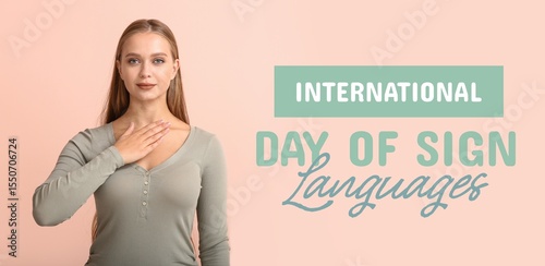 Young deaf mute woman on co...