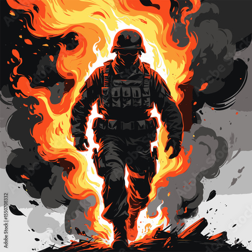 vector image of fiery soldiers for design needs