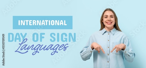 Young deaf mute woman on bl...