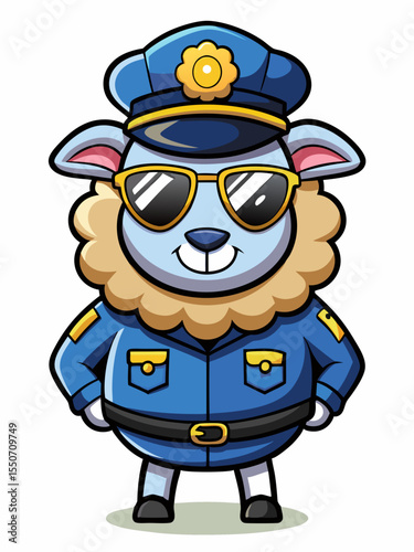 sheep police mascot, vector illustration, suitable for logo, mascot logo, game character, and others