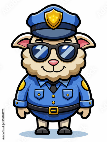 sheep police mascot, vector illustration, suitable for logo, mascot logo, game character, and others