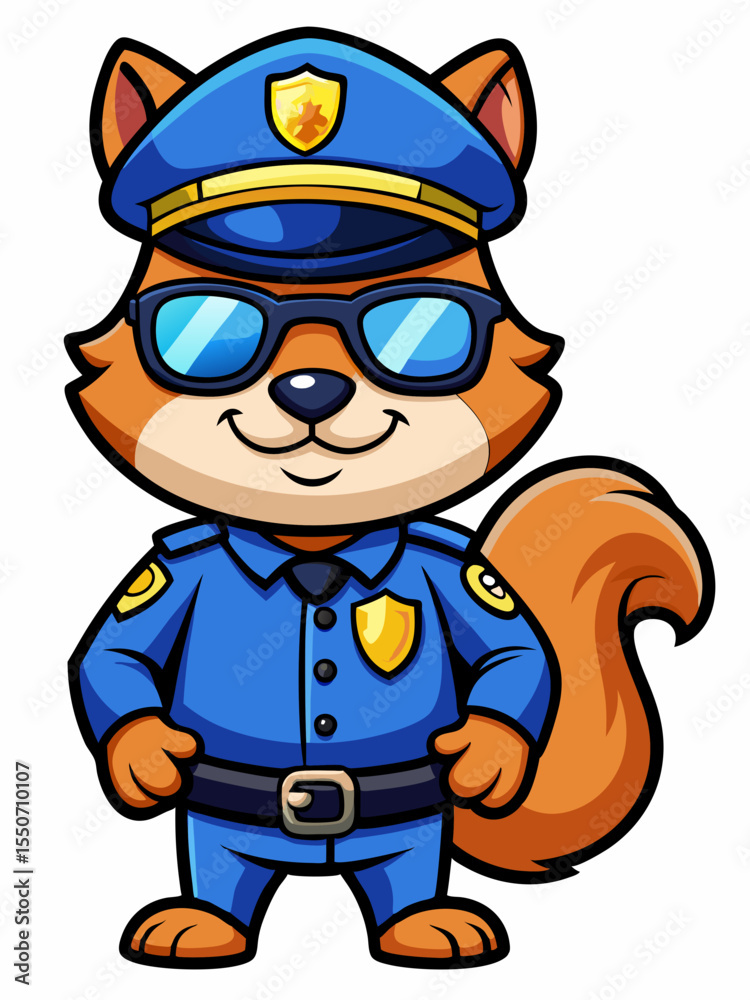 Obraz premium squirrel police mascot, vector illustration, suitable for logo, mascot logo, game character, and others