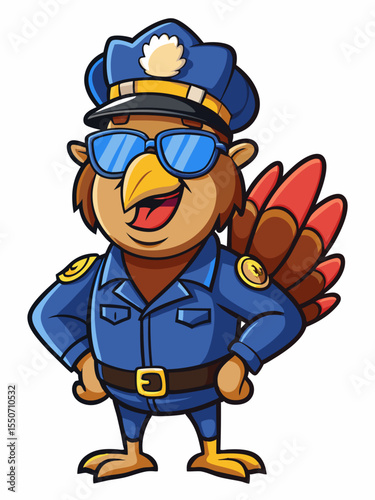 turkey police mascot, vector illustration, suitable for logo, mascot logo, game character, and others