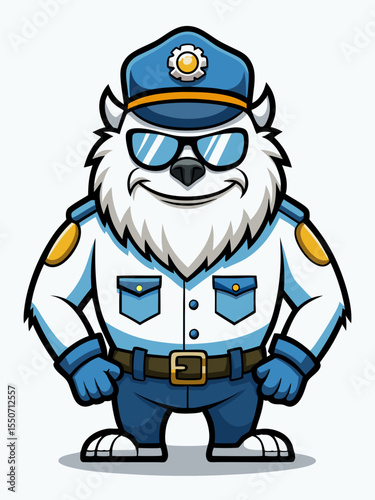 yeti police mascot, vector illustration, suitable for logo, mascot logo, game character, and others