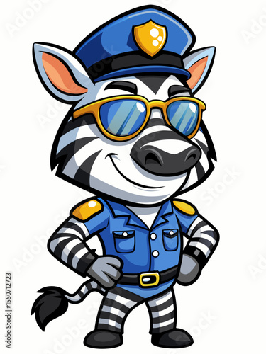 zebra police mascot, vector illustration, suitable for logo, mascot logo, game character, and others