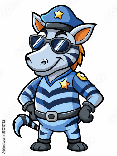 zebra police mascot, vector illustration, suitable for logo, mascot logo, game character, and others