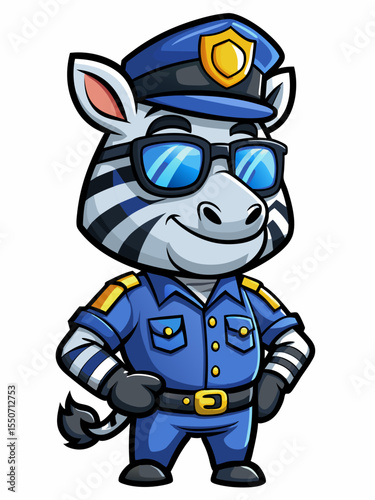 zebra police mascot, vector illustration, suitable for logo, mascot logo, game character, and others