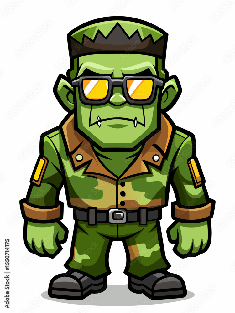Fototapeta premium frankenstein army mascot character design