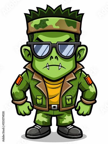 frankenstein army mascot character design