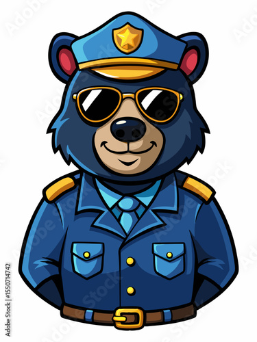 black bear police mascot, vector illustration, suitable for logo, mascot logo, game character, and others