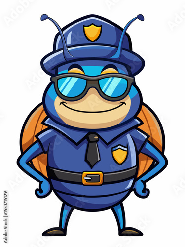 beetle police mascot, vector illustration, suitable for logo, mascot logo, game character, and others