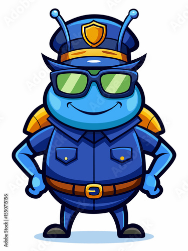 beetle police mascot, vector illustration, suitable for logo, mascot logo, game character, and others