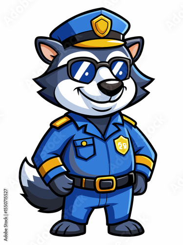 badger or racoon police mascot illustration, suitable for logo or mascot character